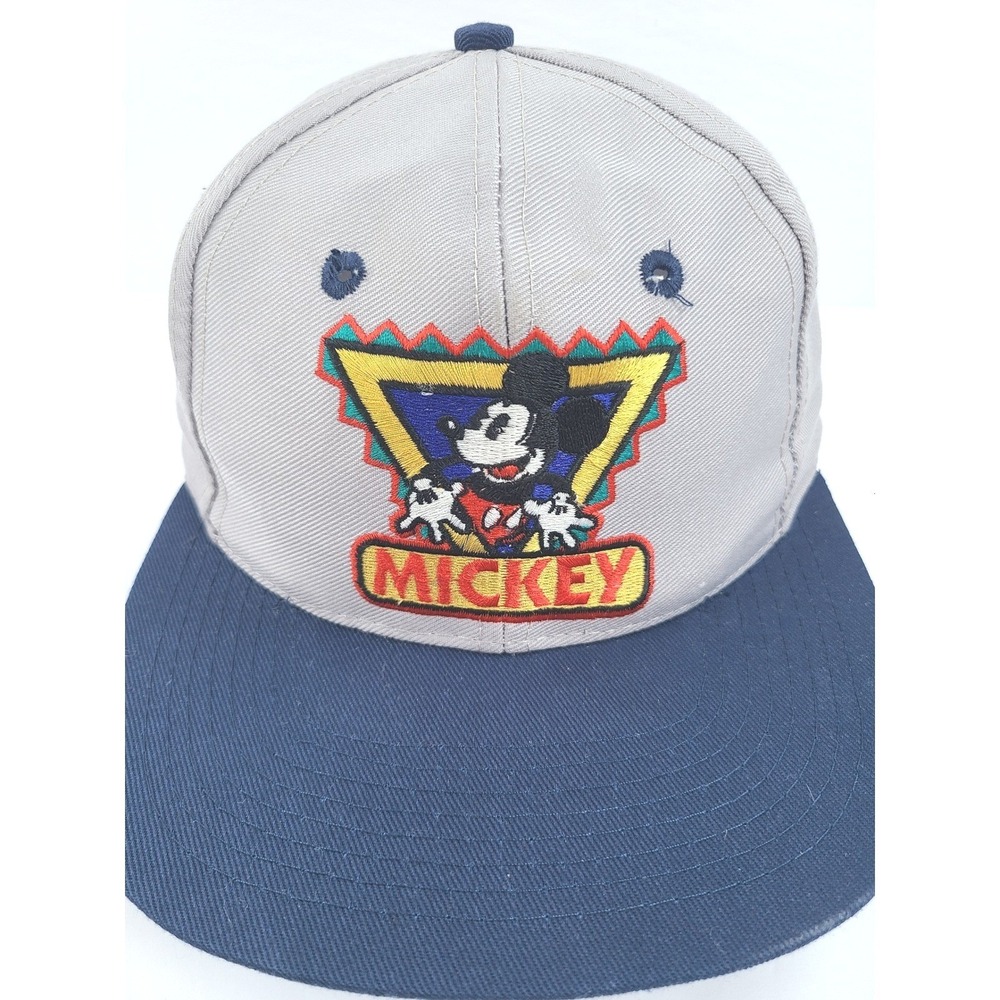 Mickey‎ & Co Disney Universal Vintage Snapback Hat Gray Navy Blue Mickey Mouse